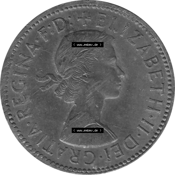 Grau bzw. s/w Münzen Großbritannien Umlaufmünzen Sammlung in PNG Großbritannien 1954-1970, Half Penny, Halber Pence 1966-01, Elisabeth II. (5) - Digitales Münzen-Bildmaterial... Sammlung Graustufen