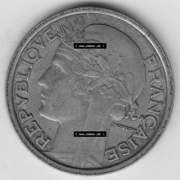 Grau bzw. s/w Münze Frankreich Umlaufmünzen Sammlung in PNG 1931-1941, 1 Franken, 1 Franc, 1931-1 LIBERTE EGALITE FRATERNITE (1) - Digitales Münzen-Bildmaterial einer französischen... Sammlung Graustufen