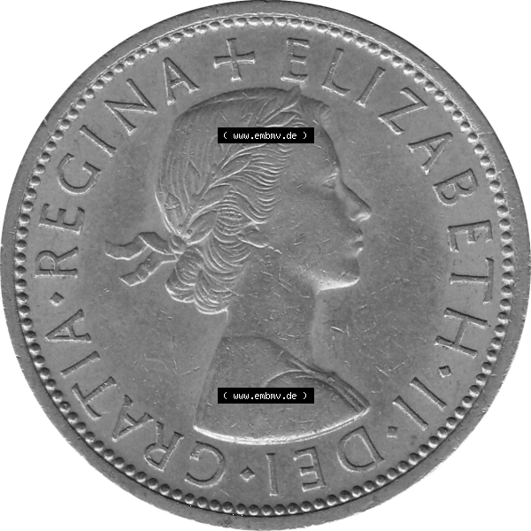 Grau bzw. s/w Münzen Großbritannien Umlaufmünzen Sammlung in PNG Großbritannien 1954-1970, 2 Schilling-Florin, Two Shillings, 1966-01 ELIZABETH II DEI GRATIA REGINA (5)... Sammlung Graustufen