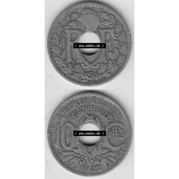 Grau bzw. s/w Münze Frankreich Umlaufmünzen Sammlung in PNG 1917-1938, 10 Centimes, 10 CMES EGALITÉ FRATERNITÉ LIBERTÉ 1922-1 (4) - Digitales Münzen-Bildmaterial... Sammlung Graustufen