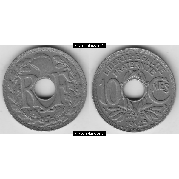 Grau bzw. s/w Münze Frankreich Umlaufmünzen Sammlung in PNG 1917-1938, 10 Centimes, RF - Frankreich 10 CMES EGALITÉ FRATERNITÉ LIBERTÉ 1923-1 (3) - Digitales Münzen-Bildmaterial... Sammlung Graustufen