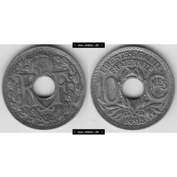 Grau bzw. s/w Münze Frankreich Umlaufmünzen Sammlung in PNG 1917-1938, 10 Centimes, 10 CMES EGALITÉ FRATERNITÉ LIBERTÉ 1918-2 (3) - Digitales Münzen-Bildmaterial... Sammlung Graustufen