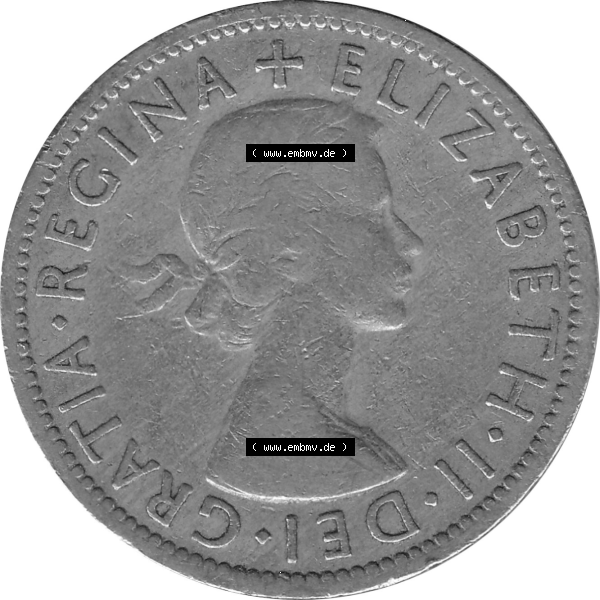 Grau bzw. s/w Münzen Großbritannien Umlaufmünzen Sammlung in PNG Großbritannien 1954-1970, 2 Schilling-Florin, Two Shillings, 1956-01 ELIZABETH II DEI GRATIA REGINA (5)... Sammlung Graustufen