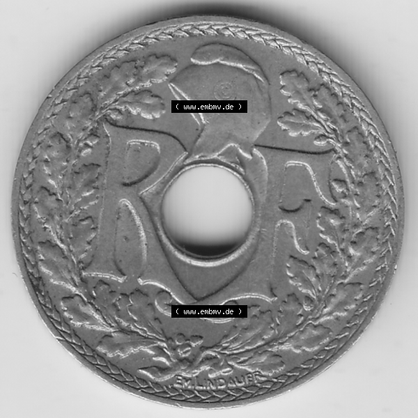 Grau bzw. s/w Münze Frankreich Umlaufmünzen Sammlung in PNG 1917-1938, 10 Centimes - Cmes 1938 (1) - Digitales Münzen-Bildmaterial einer französischen Francs Münze aus Frankreich... Sammlung Graustufen
