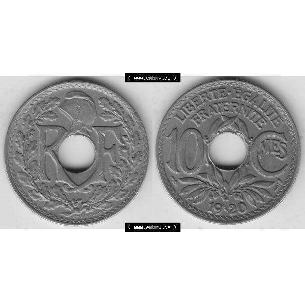 Grau bzw. s/w Münze Frankreich Umlaufmünzen Sammlung in PNG 1917-1938, 10 Centimes, 10 CMES EGALITÉ FRATERNITÉ LIBERTÉ 1920-2 (3) - Digitales Münzen-Bildmaterial... Sammlung Graustufen