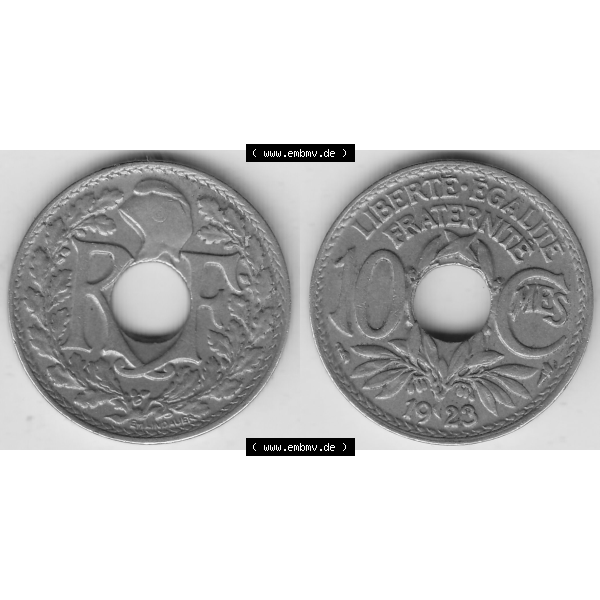 Grau bzw. s/w Münze Frankreich Umlaufmünzen Sammlung in PNG 1917-1938, 10 Centimes, 10 CMES EGALITÉ FRATERNITÉ LIBERTÉ 1923-1 (3) - Digitales Münzen-Bildmaterial... Sammlung Graustufen