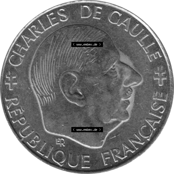 Grau bzw. s/w Münze Frankreich Umlaufmünzen Sammlung in PNG 1988-1988, 1 Francs, Franken 1988-01 (6) - Digitales Münzen-Bildmaterial einer französischen Francs Münze aus... Sammlung Graustufen