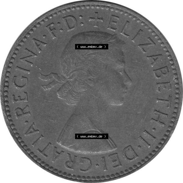 Grau bzw. s/w Münzen Großbritannien Umlaufmünzen Sammlung in PNG Großbritannien 1954-1970, Half Penny, Halber Pence 1964-02, Elisabeth II. (5) - Digitales Münzen-Bildmaterial... Sammlung Graustufen