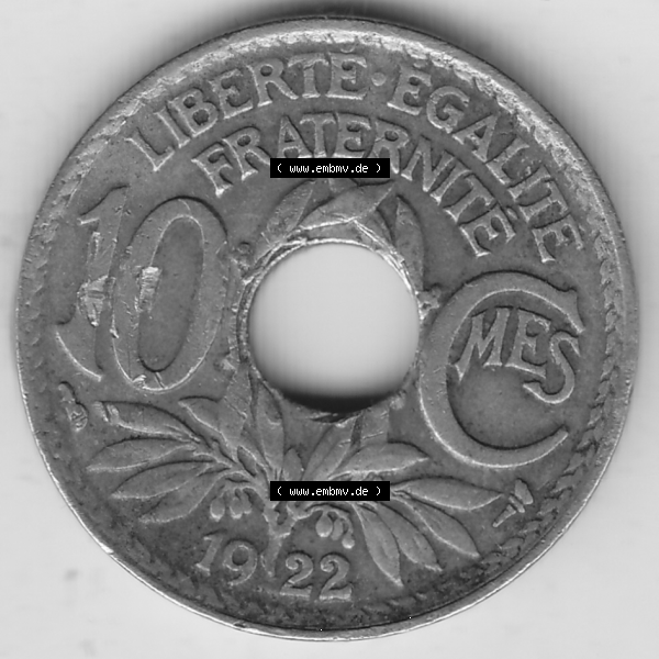 Grau bzw. s/w Münze Frankreich Umlaufmünzen Sammlung in PNG 1917-1938, 10 Centimes, 10 CMES EGALITÉ FRATERNITÉ LIBERTÉ 1922-2 (2) - Digitales Münzen-Bildmaterial... Sammlung Graustufen