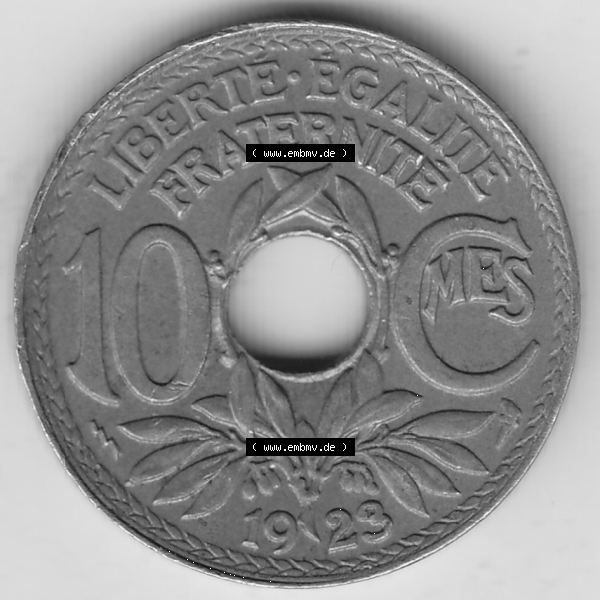 Grau bzw. s/w Münze Frankreich Umlaufmünzen Sammlung in PNG 1917-1938, 10 Centimes, RF - Frankreich 10 CMES EGALITÉ FRATERNITÉ LIBERTÉ 1923-1 (2) - Digitales Münzen-Bildmaterial... Sammlung Graustufen