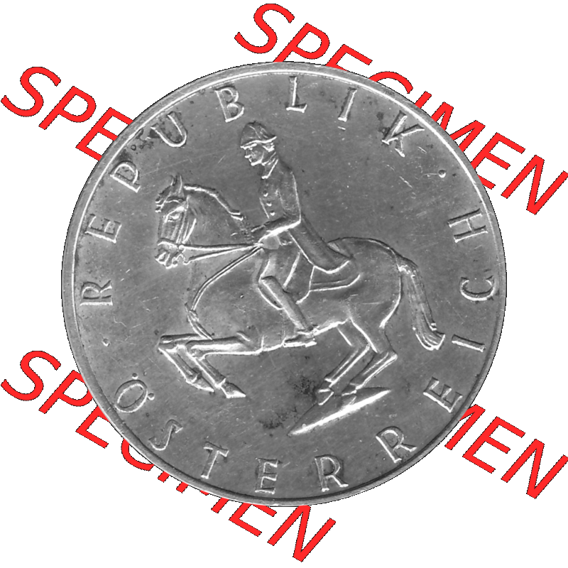 Alte Münze 5 / Fünf Schilling Österreich in s/w Schwarzweiß bzw. Graustufen Farbgebung von Scanner transparenten PNG 1960-1968, 5 Fünf Schilling 1967-01,... Sammlung