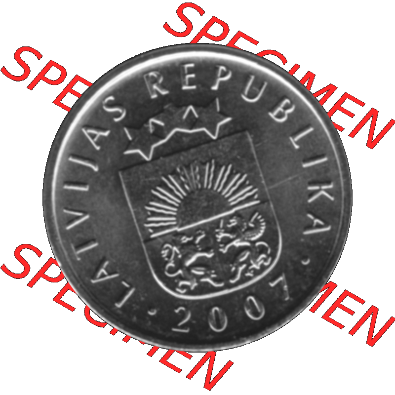Alte Münze Lettland Umlaufmünze 1992-2009, 50 Santimu 2007-01, VS Staatswappen, RS. Wert-Zahl Graustufen. Vorderseite in Graustufen der Münze aus Lettland... Sammlung