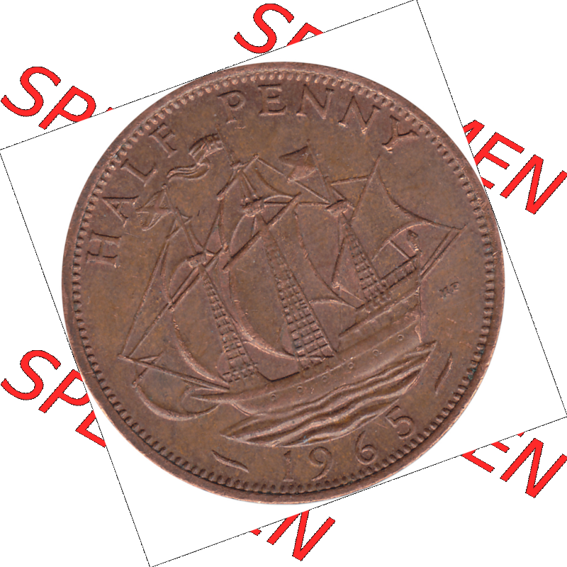 Münzen Großbritannien Umlaufmünzen Sammlung in PNG Großbritannien 1954-1970, Half Penny, Halber Pence 1965-01, Elisabeth II. (6) - Digitales Münzen-Bildmaterial... Sammlung