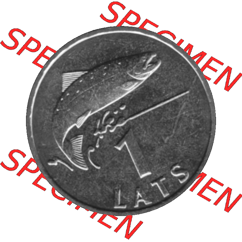 Alte Münze Lettland Umlaufmünze 1992-2008, 1 Lats 2007-01, Atlatischer Lachs Graustufen. Rückseite mit Motiv der Umlaufmünze in Graustufen lettischen Münze aus... Sammlung