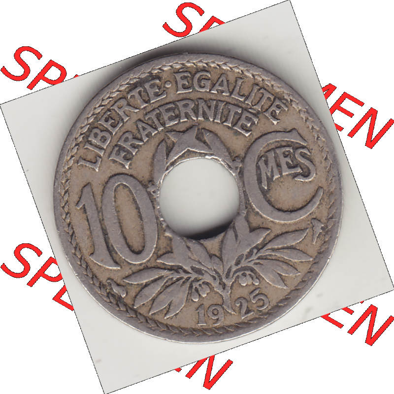 Münze Frankreich Umlaufmünzen Sammlung in PNG 1917-1938, 10 Centimes - Cmes 1925 (2) - Digitales Münzen-Bildmaterial einer französischen Francs Münze aus Frankreich... Sammlung
