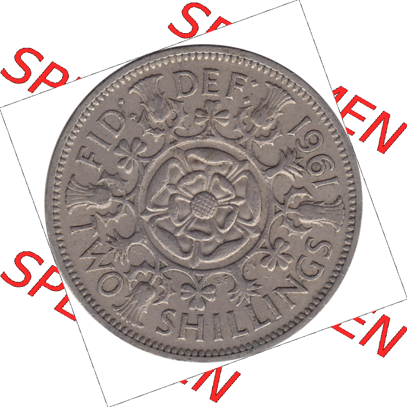 Münzen Großbritannien Umlaufmünzen Sammlung in PNG Großbritannien 1954-1970, 2 Schilling-Florin, Two Shillings, 1961-03 ELIZABETH II DEI GRATIA REGINA (6)... Sammlung