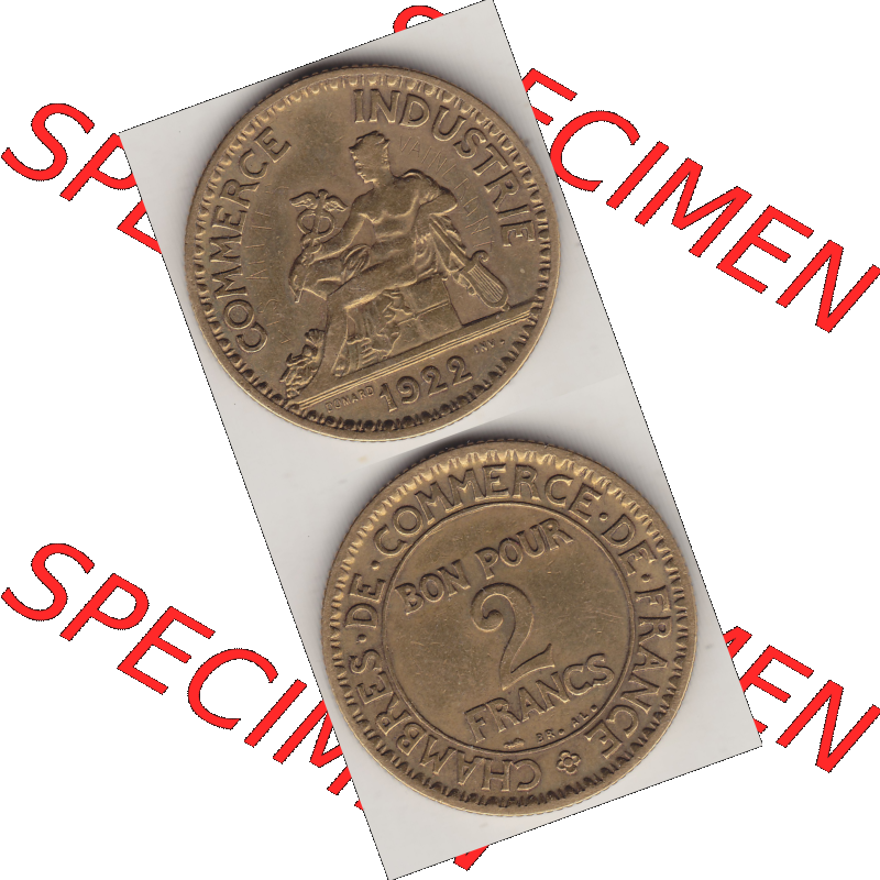 Münze Frankreich Umlaufmünzen Sammlung in PNG 1920-1927, 2 Francs - Franken 1922-1 (4) - Digitales Münzen-Bildmaterial einer französischen Francs Münze aus Frankreich... Sammlung