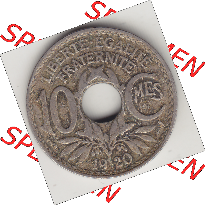 Münze Frankreich Umlaufmünzen Sammlung in PNG 1917-1938, 10 Centimes - Cmes 1920-2 (2) - Digitales Münzen-Bildmaterial einer französischen Francs Münze aus Frankreich... Sammlung