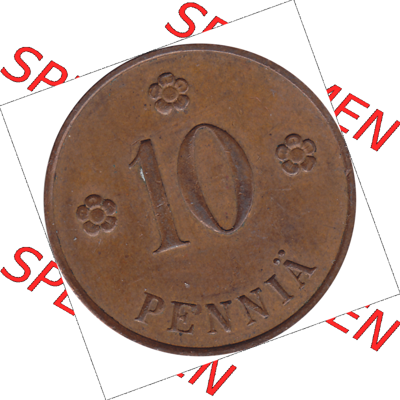 Münze Finnland / SUOMI Umlaufmünzen Sammlung in PNG 1919-1940, 10 Penny, Penniä 1931 (6) - Digital Münzen-Bildmaterial einer Münze aus Finnland in farbige... Sammlung