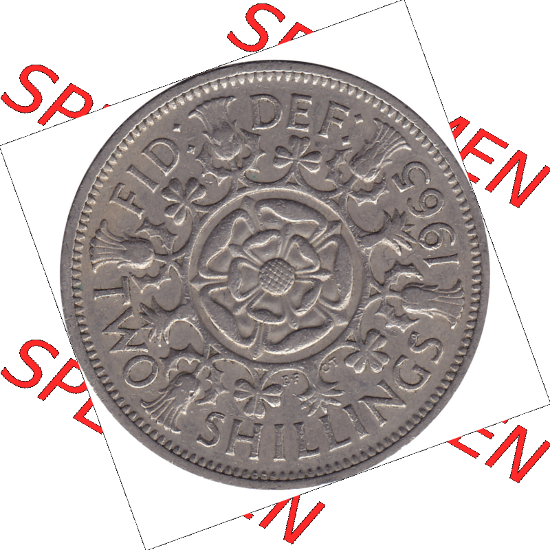 Münzen Großbritannien Umlaufmünzen Sammlung in PNG Großbritannien 1954-1970, 2 Schilling-Florin, Two Shillings, 1965-01 ELIZABETH II DEI GRATIA REGINA (6)... Sammlung