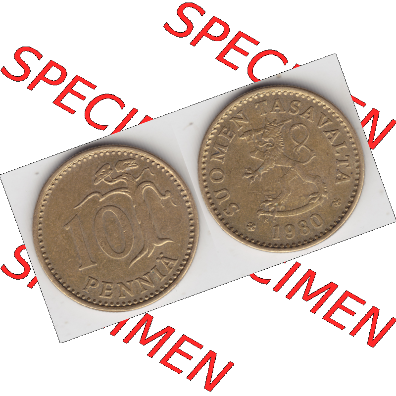 Münze Finnland / SUOMI Umlaufmünzen Sammlung in PNG 1963-1982, 10 Penniä (3) - Digital Münzen-Bildmaterial einer Münze aus Finnland in farbige mit einen Scanner... Sammlung