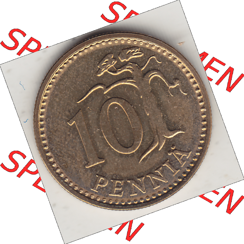 Münze Finnland / SUOMI Umlaufmünzen Sammlung in PNG 1963-1982, 10 Penny, 1978-1 (2) - Digital Münzen-Bildmaterial einer Münze aus Finnland in farbige mit einen... Sammlung