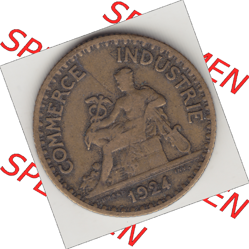 Münze Frankreich Umlaufmünzen Sammlung in PNG 1920-1927, 1 Franken BON POUR 1 FRANC 1924-1 (1) - Digitales Münzen-Bildmaterial einer französischen Francs Münze... Sammlung