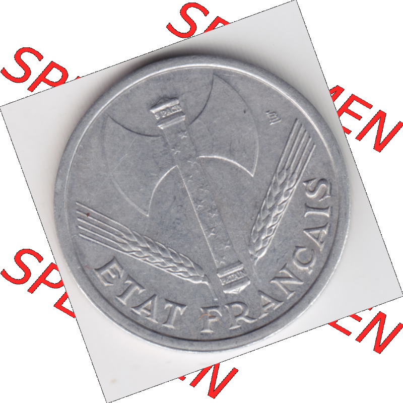 Münze Frankreich Umlaufmünzen Sammlung in PNG 1942-1944, 1 Franc, Franken 1943 (2) - Digitales Münzen-Bildmaterial einer französischen Francs Münze aus Frankreich... Sammlung