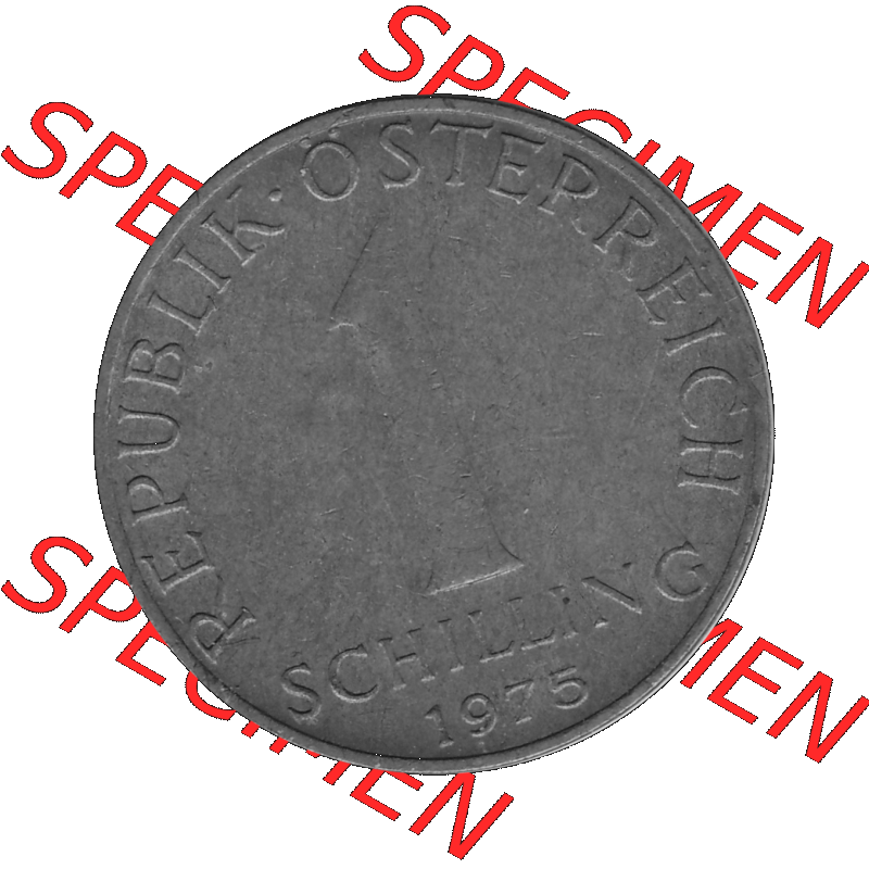 Alte Münzen Österreich 1 / Ein Schilling in Graustufen 1959-2001, 1 Schilling 1975-01 Graustufen. Vorderseite in Graustufen der 1 / Ein-Schilling-Münze aus der zweiten... Sammlung