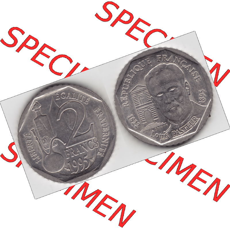 Münze Frankreich Umlaufmünzen Sammlung in PNG 1995-1995, 2 France Louis Rasteur (3) - Digitales Münzen-Bildmaterial einer französischen Francs Münze aus Frankreich... Sammlung