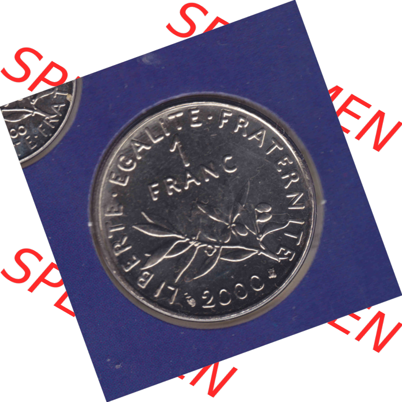 Münze Frankreich aus KMS Umlaufmünzen Sammlung in PNG 2000, 1 Francs (1) - Digitales Münzen-Bildmaterial einer französischen Francs Münze aus Frankreich aus KMS... Sammlung