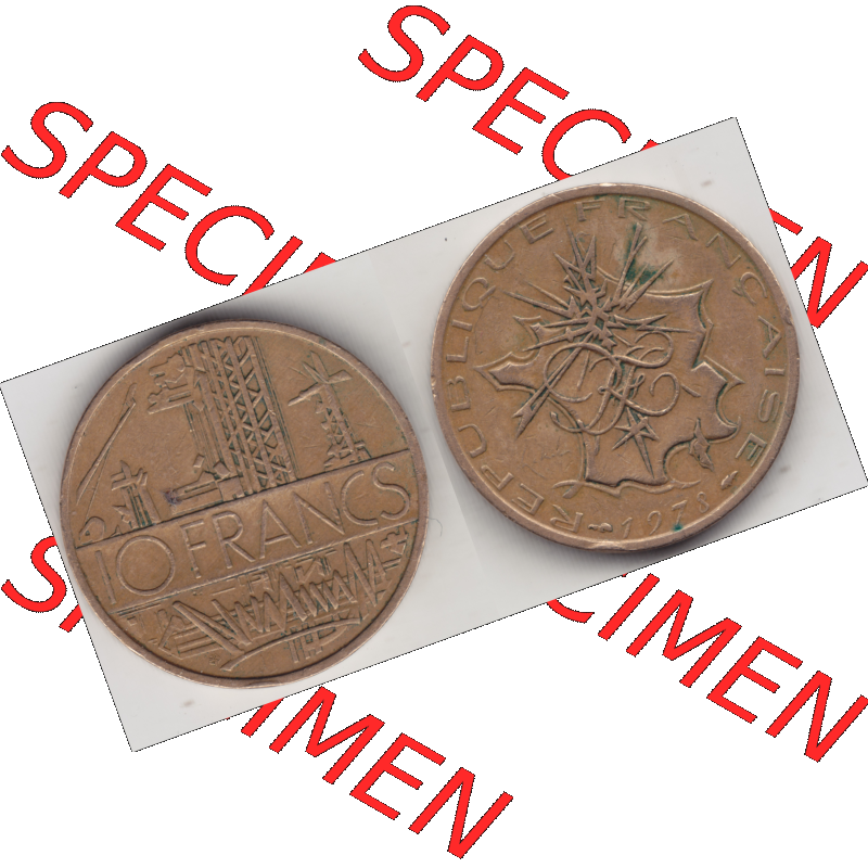 Münze Frankreich Umlaufmünzen Sammlung in PNG 1974-1987, 10 Franken-Francs 1978 III. (3) - Digitales Münzen-Bildmaterial einer französischen Francs Münze... Sammlung