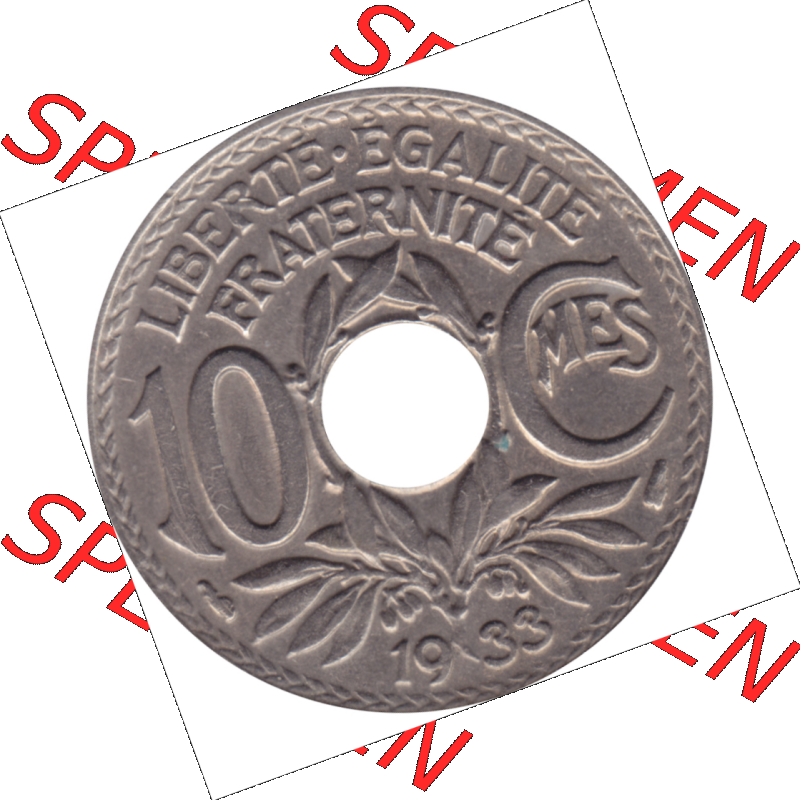 Münze Frankreich Umlaufmünzen Sammlung in PNG 1917-1938, 10 Centimes, Cent 1933-01 (5) - Digitales Münzen-Bildmaterial einer französischen Francs Münze aus... Sammlung