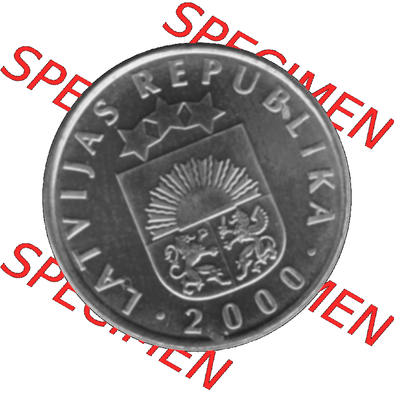 Alte Münze Lettland Umlaufmünze 1992-2009, 2 Santimi 2000-01, VS Staatswappen, RS. Wert-Zahl Graustufen. Vorderseite in Graustufen der Münze aus Lettland... Sammlung