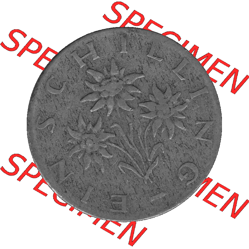 Alte Münzen Österreich 1 / Ein Schilling in Graustufen 1959-2001, 1 Schilling 1961-01 Graustufen. Rückseite mit Motiv der Gedenkmünze in Graustufen der 1 / Ein... Sammlung