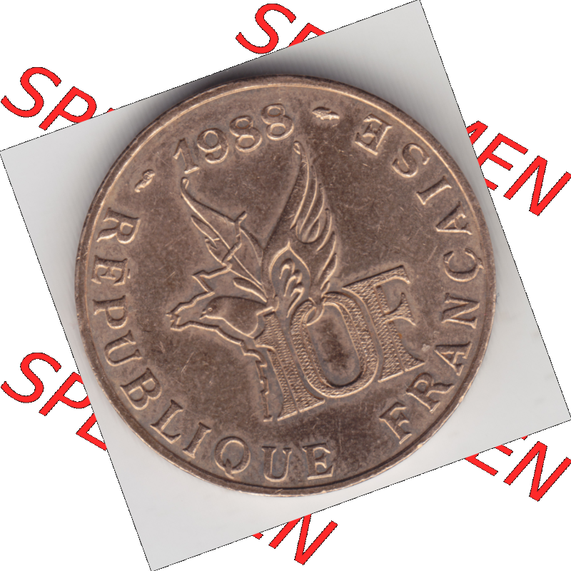 Münze Frankreich Umlaufmünzen Sammlung in PNG 1988-1988, 10 Francs Roland Garros (2) - Digitales Münzen-Bildmaterial einer französischen Francs Münze aus Frankreich... Sammlung
