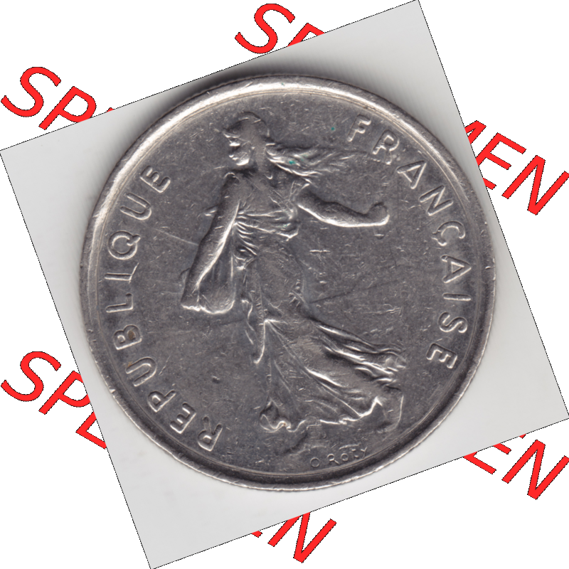 Münze Frankreich Umlaufmünzen Sammlung in PNG 1970-2001, 5 Francs Liberte Egalite Fraternite (2) - Digitales Münzen-Bildmaterial einer französischen Francs Münze... Sammlung