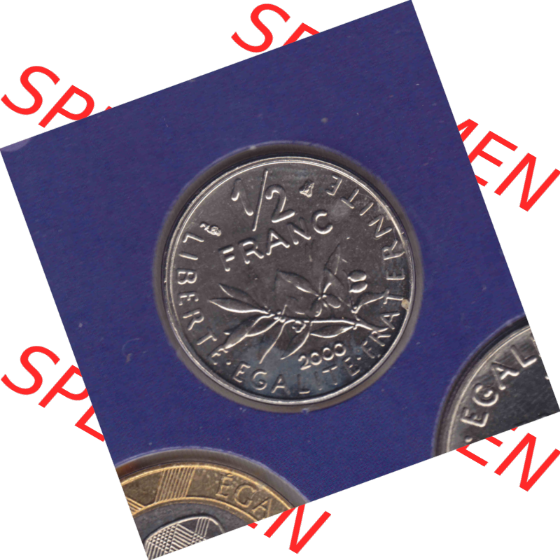 Münze Frankreich Umlaufmünzen Sammlung in PNG 2000, 0,50 Francs (1) - Digitales Münzen-Bildmaterial einer französischen Francs Münze aus Frankreich in farbige... Sammlung