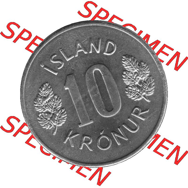 Alte Münze Island Umlaufmünze 1967-1980, 10 Krönur, Zehn Kronen 1974-01 Graustufen. Rückseite der Umlaufmünze in Graustufen Münze aus Island auf einen digitalen... Sammlung