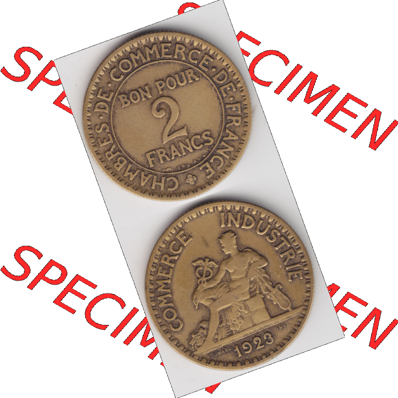Münze Frankreich Umlaufmünzen Sammlung in PNG 1920-1927, 2 Francs, Franken 1923 (4) - Digitales Münzen-Bildmaterial einer französischen Francs Münze aus Frankreich... Sammlung