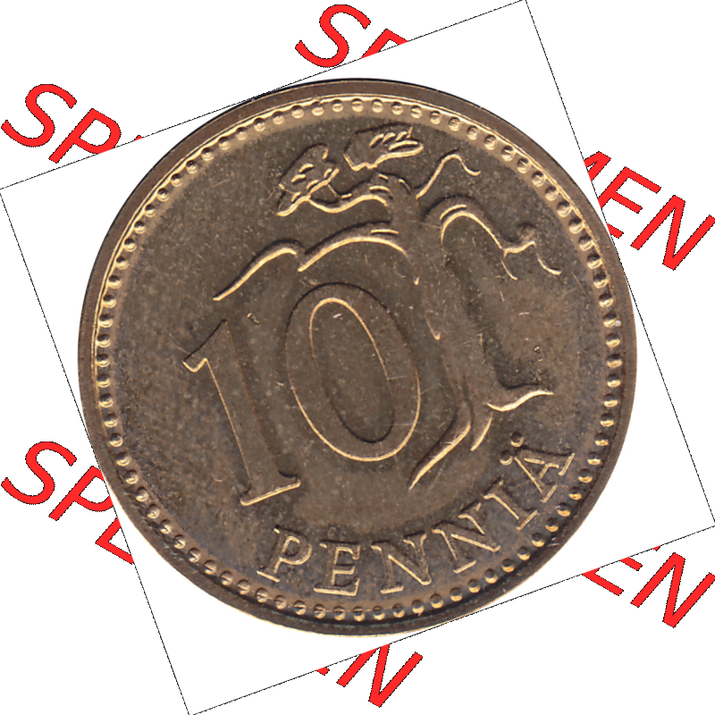 Münze Finnland / SUOMI Umlaufmünzen Sammlung in PNG 1963-1982, 10 Penny, 1978-1 (6) - Digital Münzen-Bildmaterial einer Münze aus Finnland in farbige mit einen... Sammlung