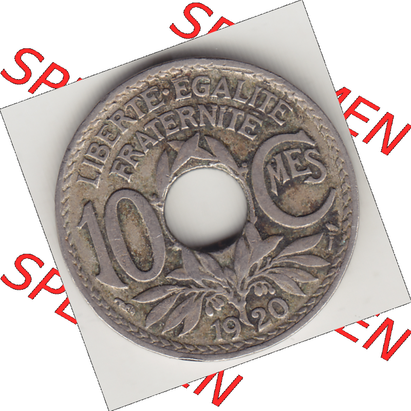 Münze Frankreich Umlaufmünzen Sammlung in PNG 1917-1938, 10 Centimes - Cmes 1920 (2) - Digitales Münzen-Bildmaterial einer französischen Francs Münze aus Frankreich... Sammlung