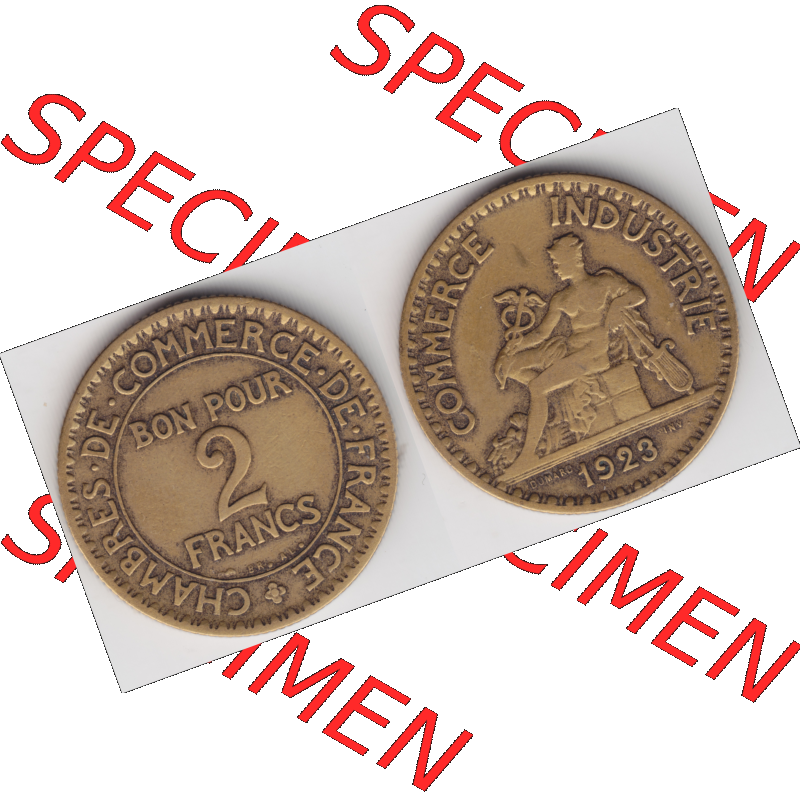 Münze Frankreich Umlaufmünzen Sammlung in PNG 1920-1927, 2 Francs, Franken 1923 (3) - Digitales Münzen-Bildmaterial einer französischen Francs Münze aus Frankreich... Sammlung