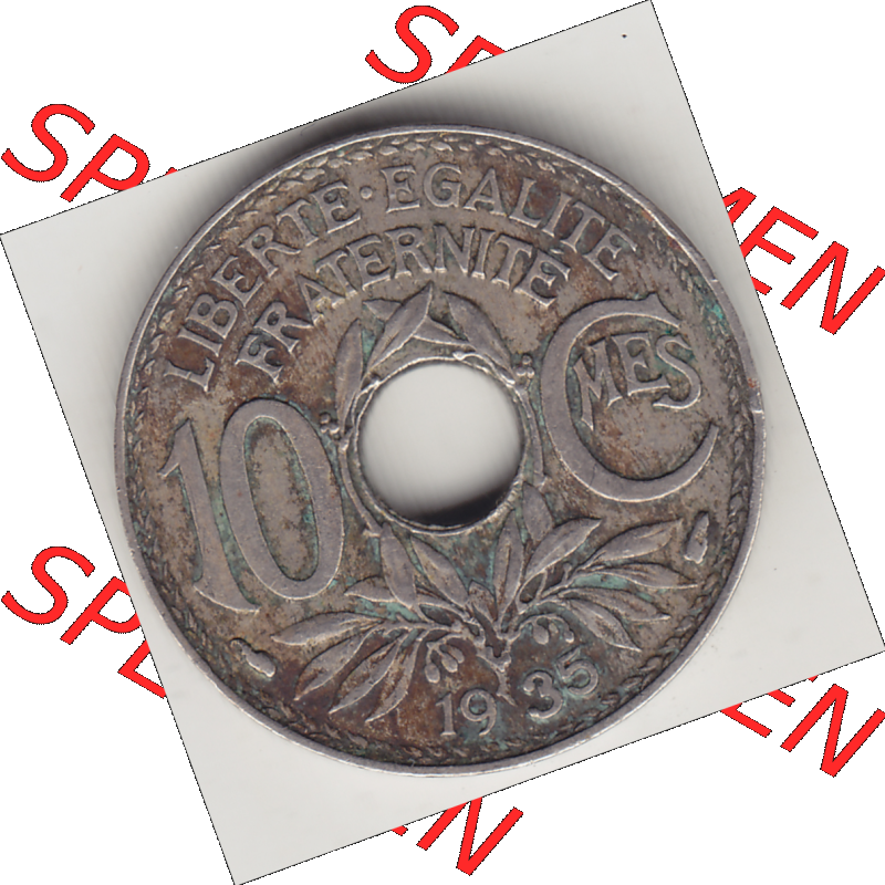 Münze Frankreich Umlaufmünzen Sammlung in PNG 1917-1938, 10 Centimes - Cmes 1935-4 (2) - Digitales Münzen-Bildmaterial einer französischen Francs Münze aus Frankreich... Sammlung