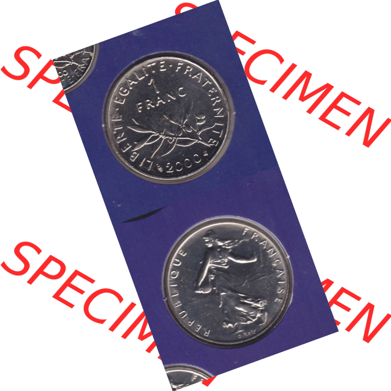 Münze Frankreich aus KMS Umlaufmünzen Sammlung in PNG 2000, 1 Francs (4) - Digitales Münzen-Bildmaterial einer französischen Francs Münze aus Frankreich aus KMS... Sammlung