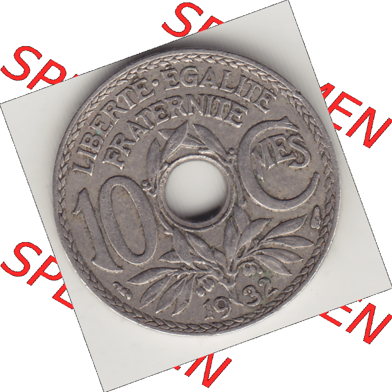 Münze Frankreich Umlaufmünzen Sammlung in PNG 1917-1938, 10 Centimes - Cmes 1932 (2) - Digitales Münzen-Bildmaterial einer französischen Francs Münze aus Frankreich... Sammlung
