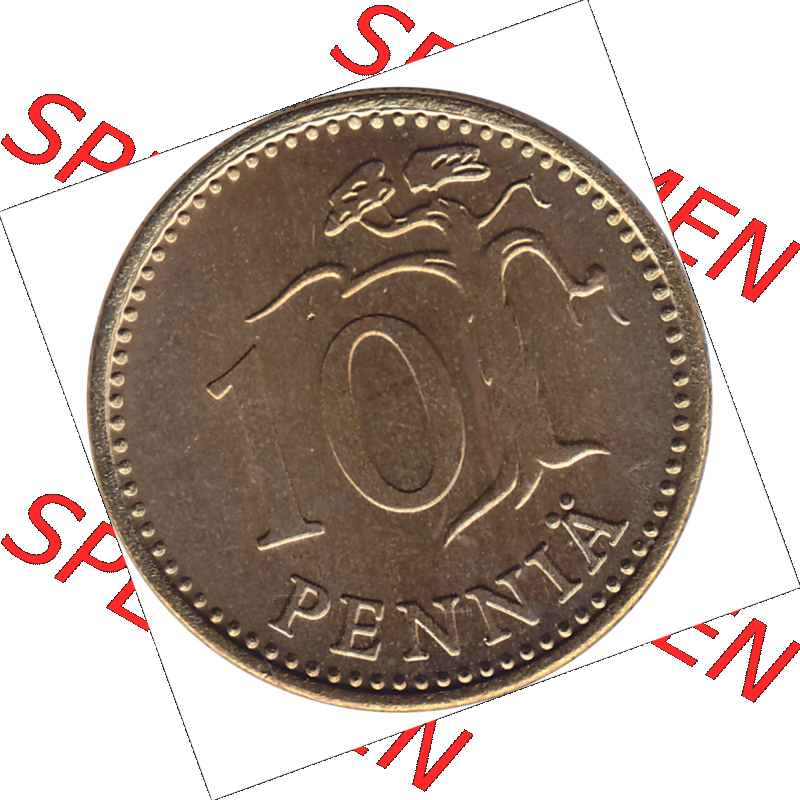 Münze Finnland / SUOMI Umlaufmünzen Sammlung in PNG 1963-1982, 10 Penny Zehn Penniä 1980-01, SUOMEN TASAVALTA (6) - Digital Münzen-Bildmaterial einer Münze... Sammlung