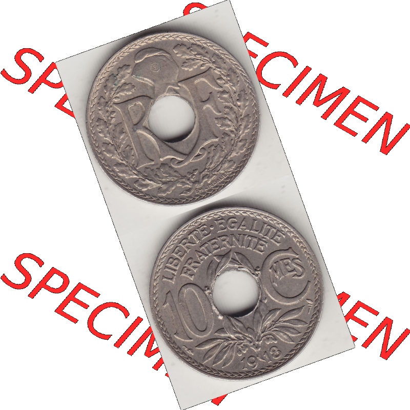 Münze Frankreich Umlaufmünzen Sammlung in PNG 1917-1938, 10 Centimes, RF - Frankreich 10 CMES EGALITÉ FRATERNITÉ LIBERTÉ 1918-1 (4) - Digitales Münzen-Bildmaterial... Sammlung