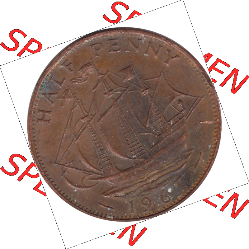Münzen Großbritannien Umlaufmünzen Sammlung in PNG Großbritannien 1954-1970, Half Penny, Halber Pence 1967-02, Elisabeth II. (6) - Digitales Münzen-Bildmaterial... Sammlung