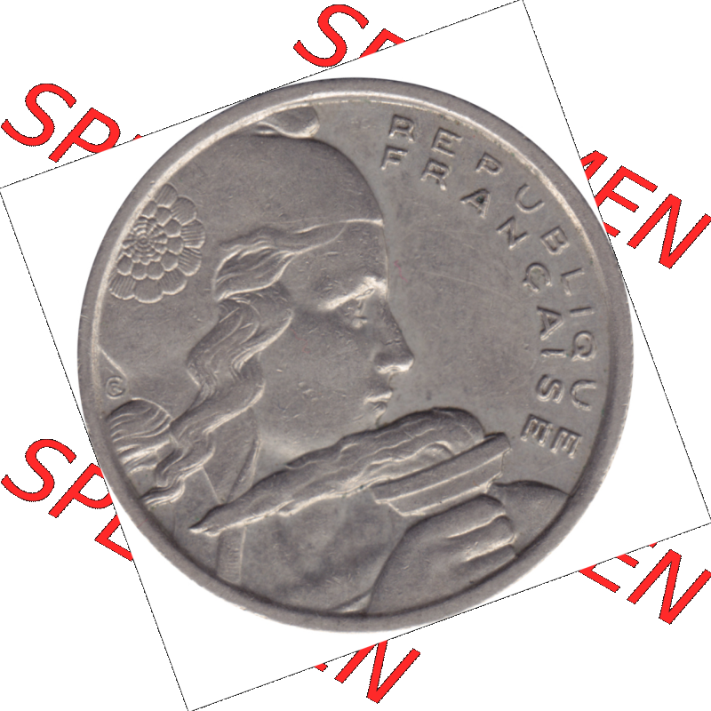 Münze Frankreich Umlaufmünzen Sammlung in PNG 1954-1958; 100 Francs, Franken Typ I. 1955-01 (6) - Digitales Münzen-Bildmaterial einer französischen Francs... Sammlung